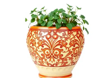 Ornate Decorative Planter with Greenery Model Pack Low-poly 3D model