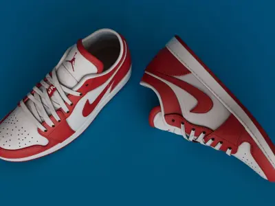 Shoes GymRedWhite Jodan  Low-poly 3D model