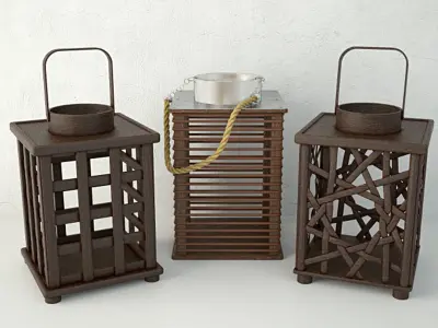 Wooden Lanterns 3D model