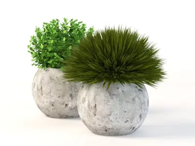 Table Top Decoration Centerpiece Planter of Fake Green Grass 3D model