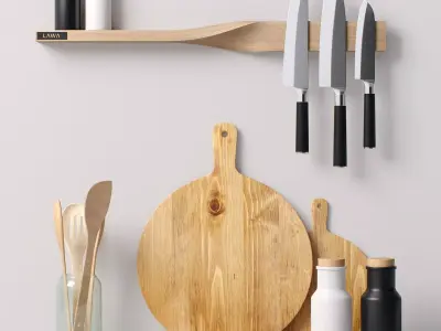 Decor kitchenware rockery shelves Set 91 3D model