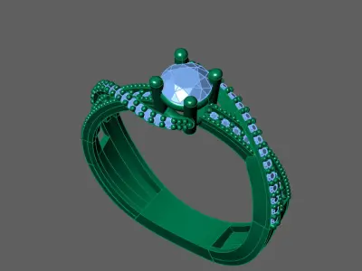 Womens Rings With Stone Ring Ready STL 3DM Models Rings women 3D print model