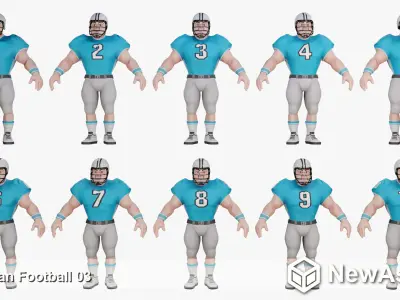American Football Touchdown Character 03 Low-poly 3D model