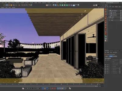 Redshift - C4D scene files - Roof Terrace 3D model 3D model