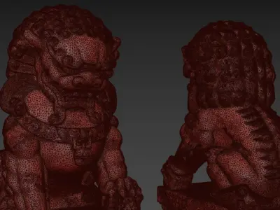 China stone lions 3D model