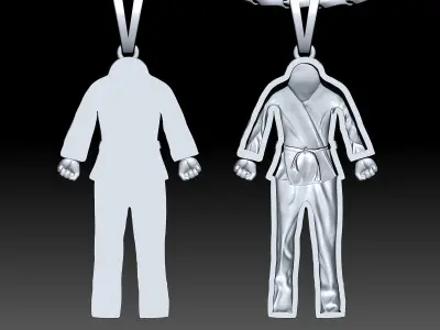 karate dress pendant  Sculpture jewelry gold 3D print model