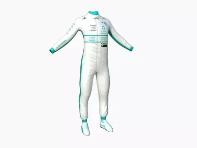 Racing Pilot Uniform A02 White Blue - Character Clothing Design Low-poly 3D model