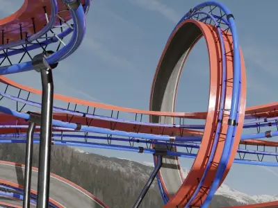 Acrobatic Auto Racing Circuit Low-poly 3D model