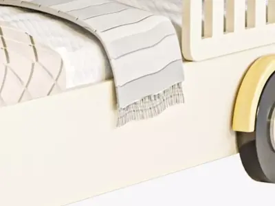 Baby cot car with toys pillow and blanket 3D model