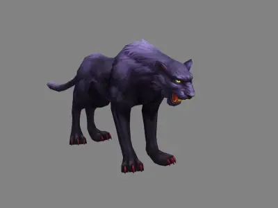 Cartoon black panther Low-poly 3D model