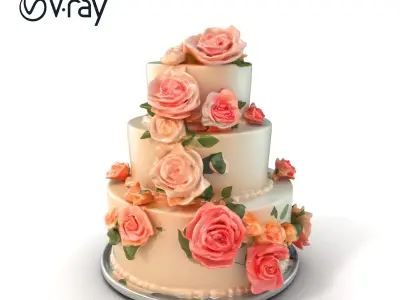 Floral Cake Tiered Model Pack Low-poly 3D model