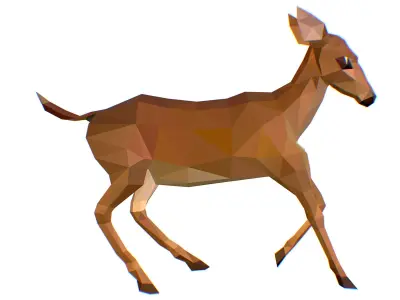 Animated Deer Lowpoly Art Style Low-poly 3D model