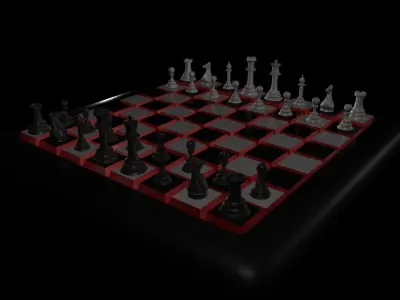 Chess Pieces and Game Board Collection 3D model