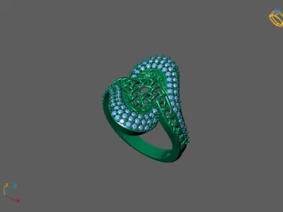 STL 3DM Women Ring Womens Ring Diamonds With Stone Model 3D print model