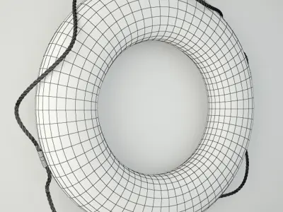 1950s Red and White Life Preserver 2 3D model