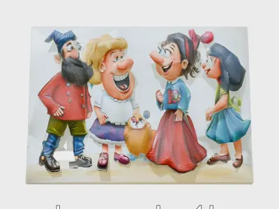 Colorful Cartoon Characters Decorative Canvas Art Low-poly 3D model