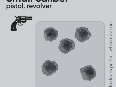 15 Bullet Hole Decals Pack on Concrete Wall 5 Texture