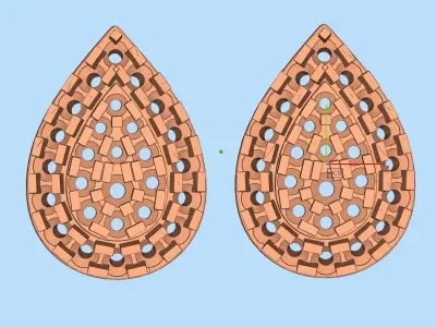 AV 307 Diamond Ladies Pear Shaped Stud Earrings 3D print model