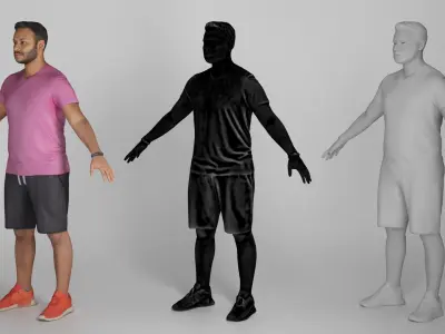 Young man in sportswear in A-pose 307 Low-poly 3D model