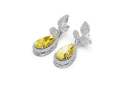 Elegant Pear Cut Drop Earrings with Floral Motif CJE 001 3D print model