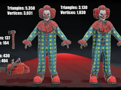 Killer Clown Low-poly 3D model