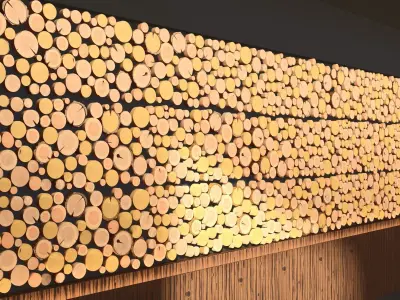 wooden beam log chuck panels  3D model