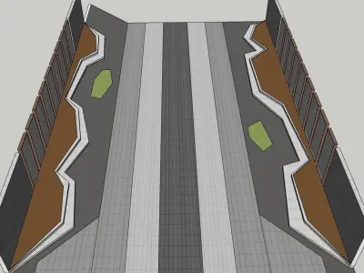 Modern boundary wall design 3D model