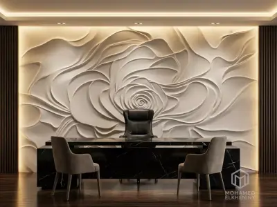 modern panel wall decor set relief stl mural CNC 190 3D model