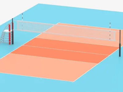 Cartoon Volleyball Court 3D model