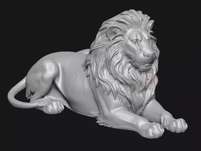 Lion sculpture 3D print model 5