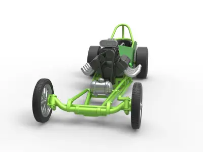 Front engine old school dragster Scale 1 to 25 3D print model