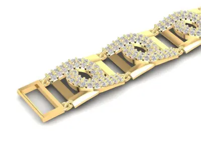 Luxury Gold Bracelet with Diamond Link Design 1348 3D print model