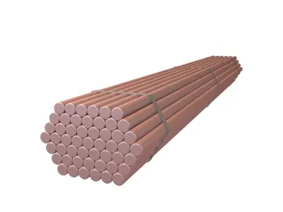 Steel Round Bars v1 003 Low-poly 3D model