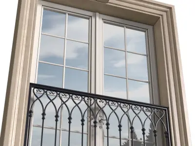 Classic facade window with French balcony 3D model