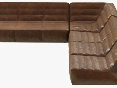 Restoration Hardware Chelsea Leather Square Corner Sectional 3D model