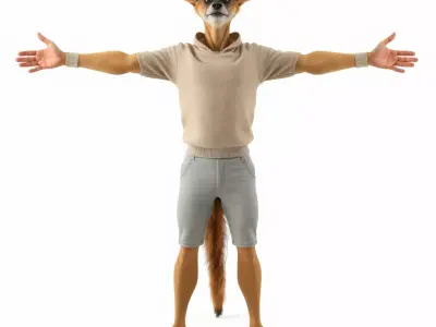 Anthropomorphic Fox Character Model Pack for Animation Low-poly 3D model