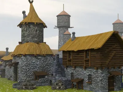 Medieval Cartoon Low-poly 3D model