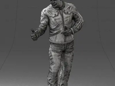 Biker in a charismatic pose 0096 3D model