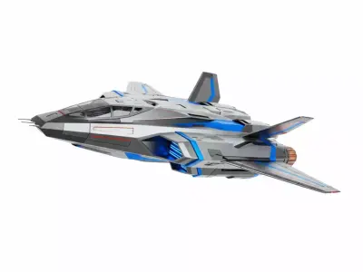 Futuristic Stealth Interceptor Low-poly 3D model