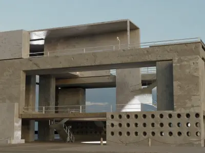 Modular Construction Building Site Free low-poly 3D model