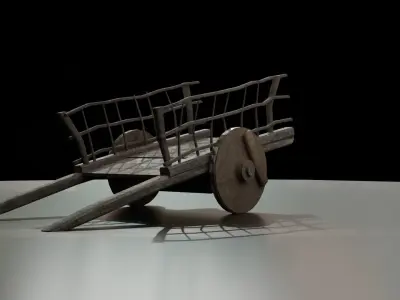 low poly Medieval Wagon 3D model for game and animation video Low-poly 3D model