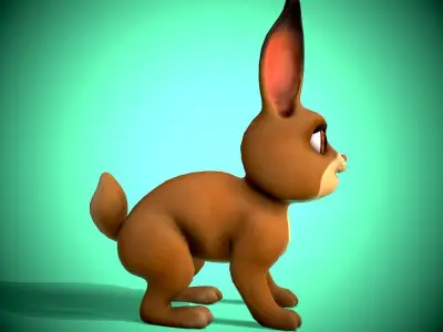 small cartoon rabbit Low-poly 3D model