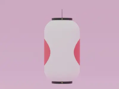 Japanese Paper Lantern Low-poly 3D model