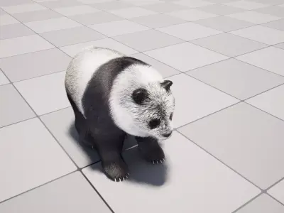 UE5 Giant Panda Rigged Fur Low-poly 3D model