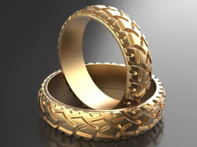 Moto Tire Shape Wedding Rings 3D print model