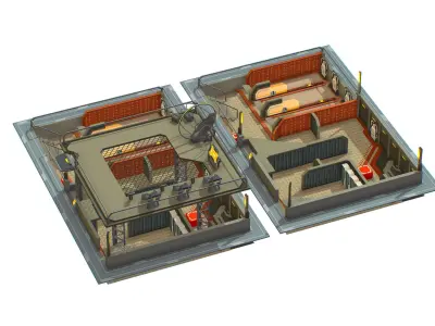 sky fi isometrical shooting room shelter hangar Low-poly 3D model