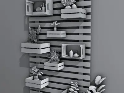 wall wodden decoration Low-poly 3D model