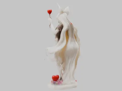 Asian Fantasy Marble Woman Girl Suclpture Alabaster Porcelain Low-poly 3D model