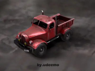 Old Red Truck  Low-poly 3D model