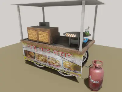 INDIAN PANIPURI CART  Low-poly 3D model
